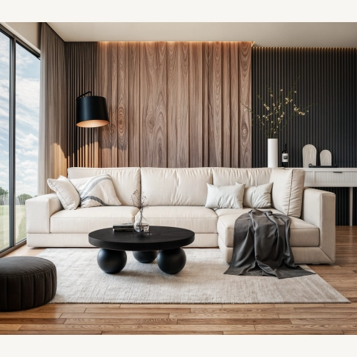 Marmoholz Siena – Stolik Kawowy | Czarny Mango | Ø80 cm